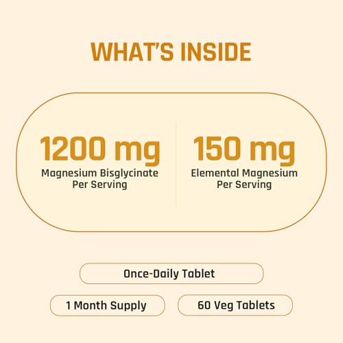 Image of Naturaltein Magnesium Glycinate 1200mg (150mg Elemental) | Chelated High Absorption Magnesium Supports Sleep Quality & Muscle Relaxation | Glyphosate Tested | 120 Tablets