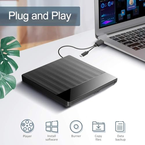 Unidad externa de CD DVD USB 3.0 y USB C portátil miniatura 4