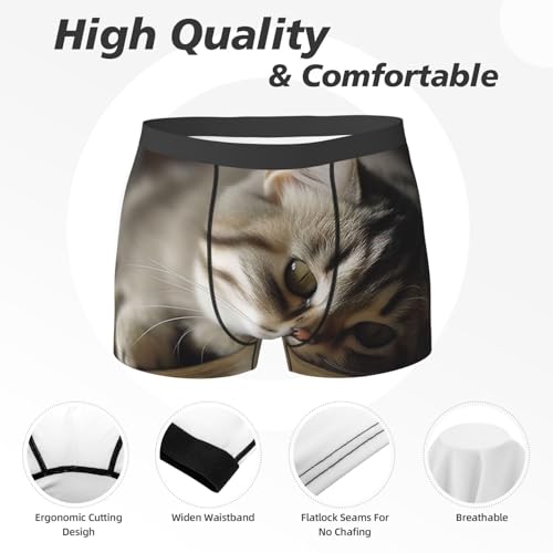 Men's Boxer Shorts Sleeping Cat Breathable Stretch Moisture Wicking Boxer Shorts for Men3
