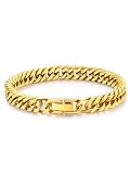 [FaithHeart] ブレスレット メンズ 喜平 サージカルステンレス 金属アレルギー対応 幅8/12mm 4面カット ヒップホップ B系アクセサリー つけっぽなし 男性 プレゼント 8mm ゴールド