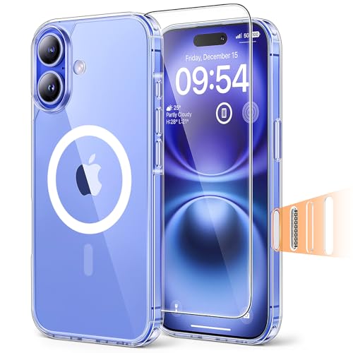 Image of TAURI for iPhone 16 Plus Case, with Camera Control, Clear | Compatible with MagSafe with Screen Protector, Military-Grade Protection, Shockproof Slim Magnetic Case for iPhone 16 Plus