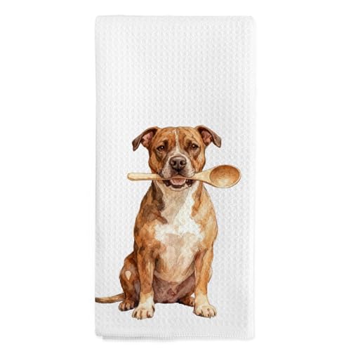 nvucamd Funny Pitbull Dog Kitchen Towels, Pit Bull Dog Lovers Gifts Hand Towels, Pitbull Gifts for Women, Pit Bull Dish Tea Towel for Kitchen Decor, 16x24 Inch