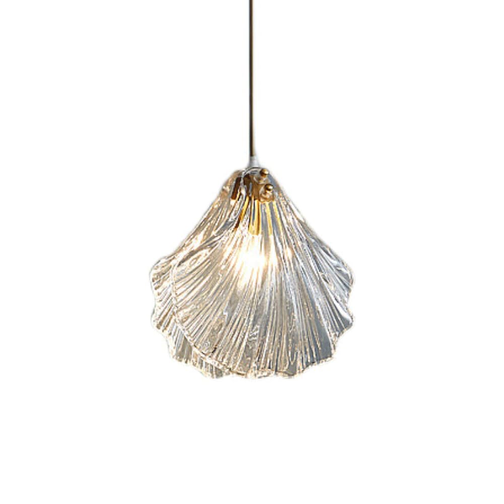 Haidu B Creative Shell-Shaped Glass Hanging Light, E14 Ase Single-Head Chandelier, Industrial-Style Glass Pendant Lamp Shade, Living Room And Edroom Corridor Decoration Light Fixtures