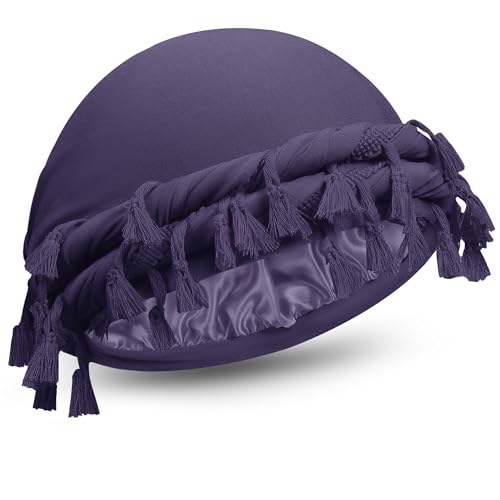 Image of Turban for Men Adjustable Halo Silk Satin Lined Cap for Women Durag Twist Head Wraps Hat Elastic Pre Tie Beniee