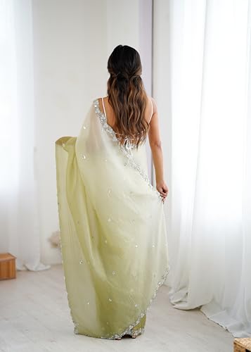 Image of Women's Chiffon Embellished Saree With Unstitched Blouse Piece