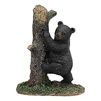 Ebros 5.5\" Tall Realistic Black Bear Climbing Tree Trunk Statue Rustic Wildlife Forest Western Cabin Decor Lodge Woodlands Grizzly Mountain Bears Figurine