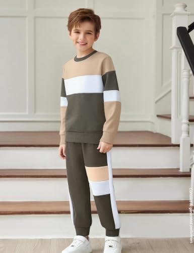 Image of mkodopy Boys Clothes Hoodie Sweatsuits Tops and Pants Boys Fall Winter Outfits Boy Clothing Set
