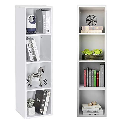 Bibliothèque 4 Compartiments Réglables Blanc 120cm Jiatai