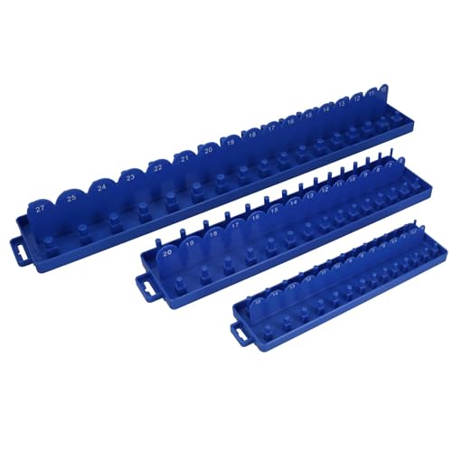 AB Tools 3pc ABS Plastic Socket Holder Tray Sets Metric 1/4", 3/8", 1/2" dr Rail TE834