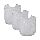 Royal Icon Baby Bibs 0-6 Months & 6-12 Months 100% Organic Cotton Hook and Loop Baby Feeding Bibs - Soft and Absorbent Baby Bib - Adorable baby weaning bib For Toddler Boys and Girls (3 x Grey)