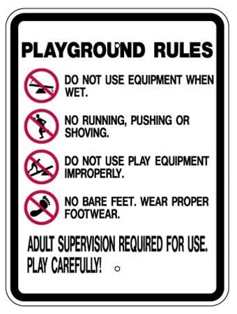 Kwqdozf As Pic 22 8X12 Inch Playground Rules Sign Traffic Control Signs School Zone Signs Saf