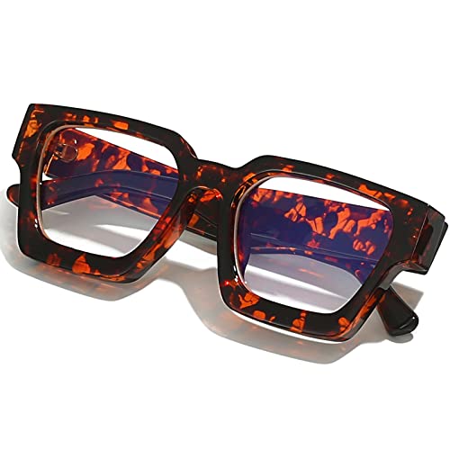 Image of AIEYEZO Square Thick Frame Glasses for Women Men Fashion Blue Light Glasses Trendy Chic Computer Eyeglasses