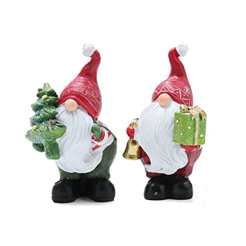 Hodao 2Pcs Christmas Decorations -3.85 Inch H Gnomes Resin Christmas Figurines - Small Mini Xmas Holiday Gnomes Decor For Indoor Home Decor Tabletop Room Fireplace Office Dwarfs Elf thumb #6