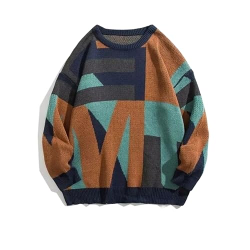 Korean Long Sleeve Knitwear Loose Fit Woven Casual Men's Knit Sweater Top Harajuku Pullovers Male