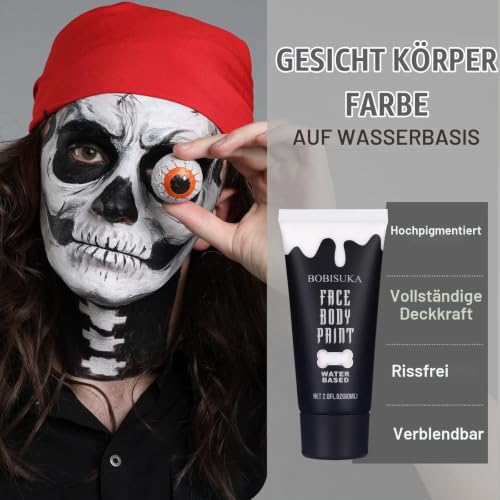 BOBISUKA Weiße Gesichtsfarbe Halloween Schminke Weiss Waschbare – Ansicht 4