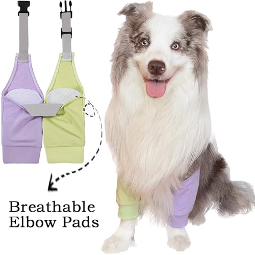 Image of Dog Elbow Pads Knee Protector Wraps Elbow Callus Treatment Sleeve for Wounds Front Legs Stop Licking Medium Large Dogs 2XL, Purple