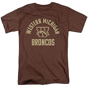 Western Michigan University Official One Color Broncos Logo Unisex Adult T-Shirt, Coffee, X-Large