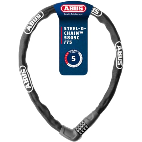 ABUS Kettenschloss Steel-O-Chain 5805C – Zahlenschloss aus 5 mm starken Stahlkette Sicherheitslevel 4 – 75 cm – Schwarz