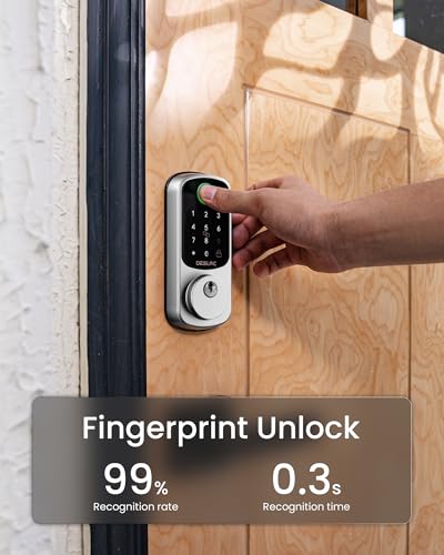 Image of DESLOC Smart Door Lock B200, Smart Deadbolt Lock, Keyless Entry Door Lock, Fingerprint Smart Lock, Smart Locks for Front Door, App Control, Touchscreen Keypad Deadbolts,12-Month Battery, BHMA Grade3