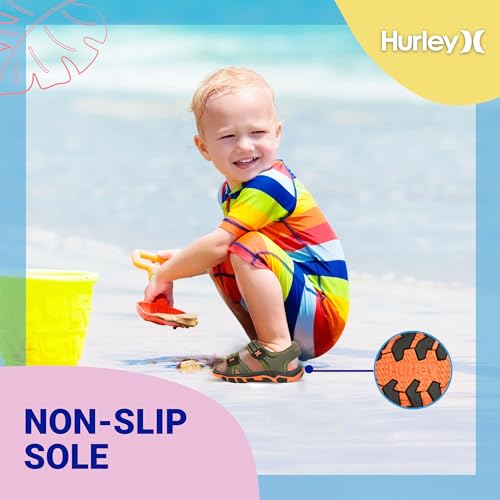 Image of Hurley Loni Toddlers and kids Water Shoes, Beach Essentials, Girls and Boys Open Toe Sandals, Lightweight, Breathable and Two Adjustable Straps