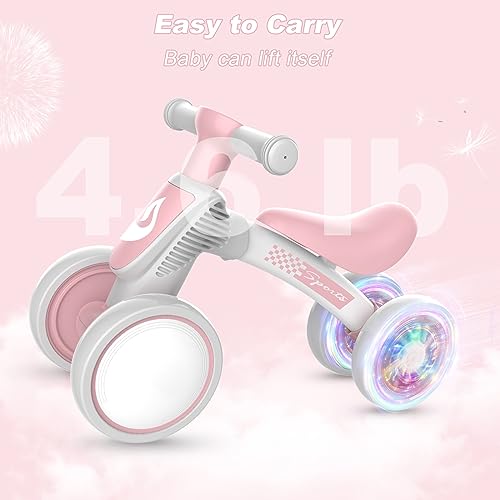 Image of Colorful Lighting Baby Balance Bike Toys for 1 Year Old Girl Gifts, 10-36 Month Toddler Balance Bike, No Pedal 4 Silence Wheels & Soft Seat First Bike, One Year Old Girl Birthday Gifts