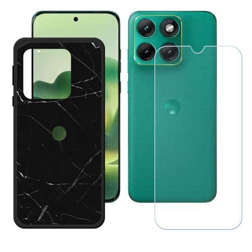 LCEHTOGYE �K�p Motorola Edge 70 Fusion +�����K���X�X�N���[���v���e�N�^�[�p�P�[�X�A�K�p Motorola Edge 70 Fusion (6,78")�ƌ݊����̂���u���b�N�\�t�gTPU�V���R���Q���P�[�X�ی�J�o�[ WZ1