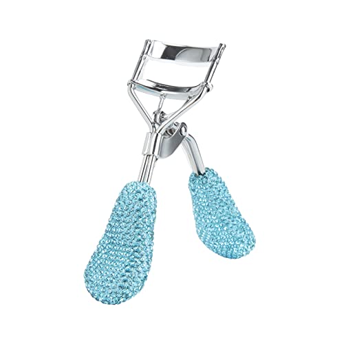 Bling Rhinestone Eyelash Curlers Stainless Steel Natural And Long Lasting Eyelash Fit For All Eye Shape Curved Lash Curler (Blue) #TOP18
