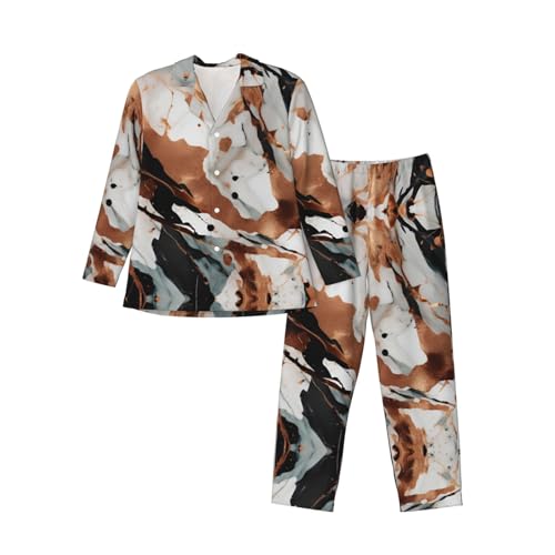 Pyjama boutonné homme texture marbrée cuivre chic pour nuit et salon