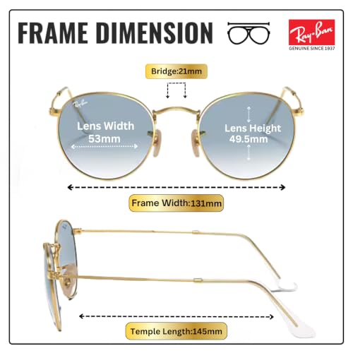 Image of Ray-Ban RB3447N ROUND FLAT LENSES Round Shaped Sunglasses for Men with Official RAYBAN Eyewear Kit