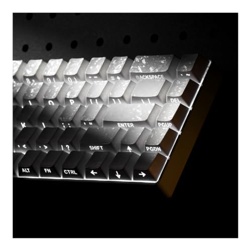 Hkfos XVX White Shine Through Keycaps Forged Carbon-Look Cherry Profile Keycap Set 140-Key Side Printed Keycaps Fit for ANSI Layout MX Switches Mechanical Keyboard