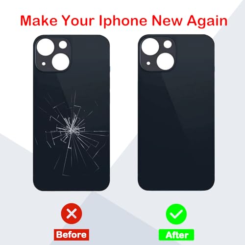 Phoupair OEM Rear Back Glass Replacement for iPhone 13 6.1 Inches with Professional Repair Tool Kit (Midnight/Black)