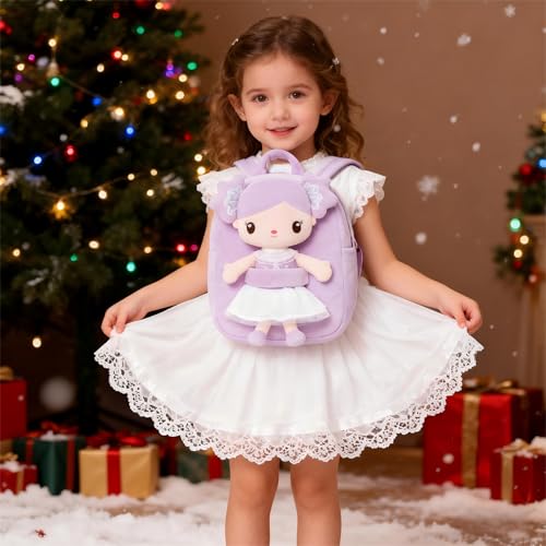 Image of Gloveleya Toddler Backpack Kids Backpack with Candy Purple Doll 9 inch