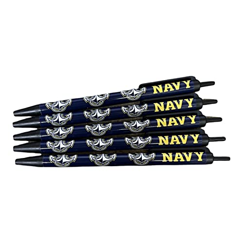 Bolígrafos retráctiles NCAA US Naval Academy con tinta negra fluida para una escritura limpia