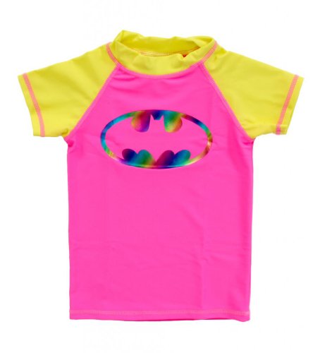 Batman Spectrum Bat Short Sleeve Girls Rash Guard (Girls 4/5) Pink