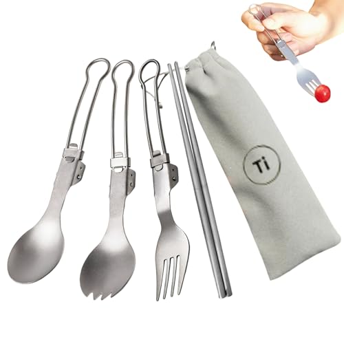 Couverts en Titane Pliable : Kit Réutilisable Léger de Haute Qualité - 2