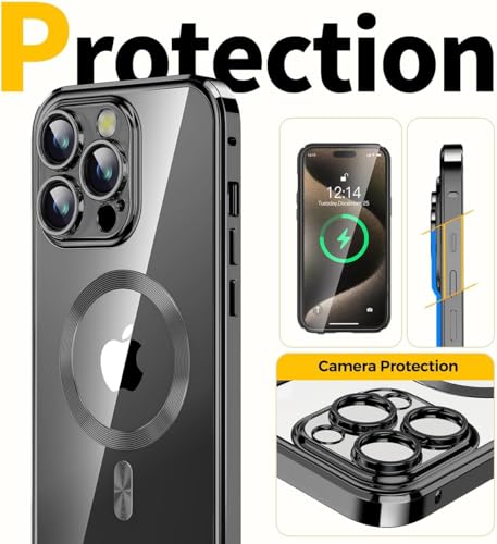 Image of mobistyle Designed for iPhone 16 Pro | Luxury Electroplating Mag-Safe Case | Camera Lens Protection Back Cover Case for iPhone 16 Pro (Meg-Safe Black)