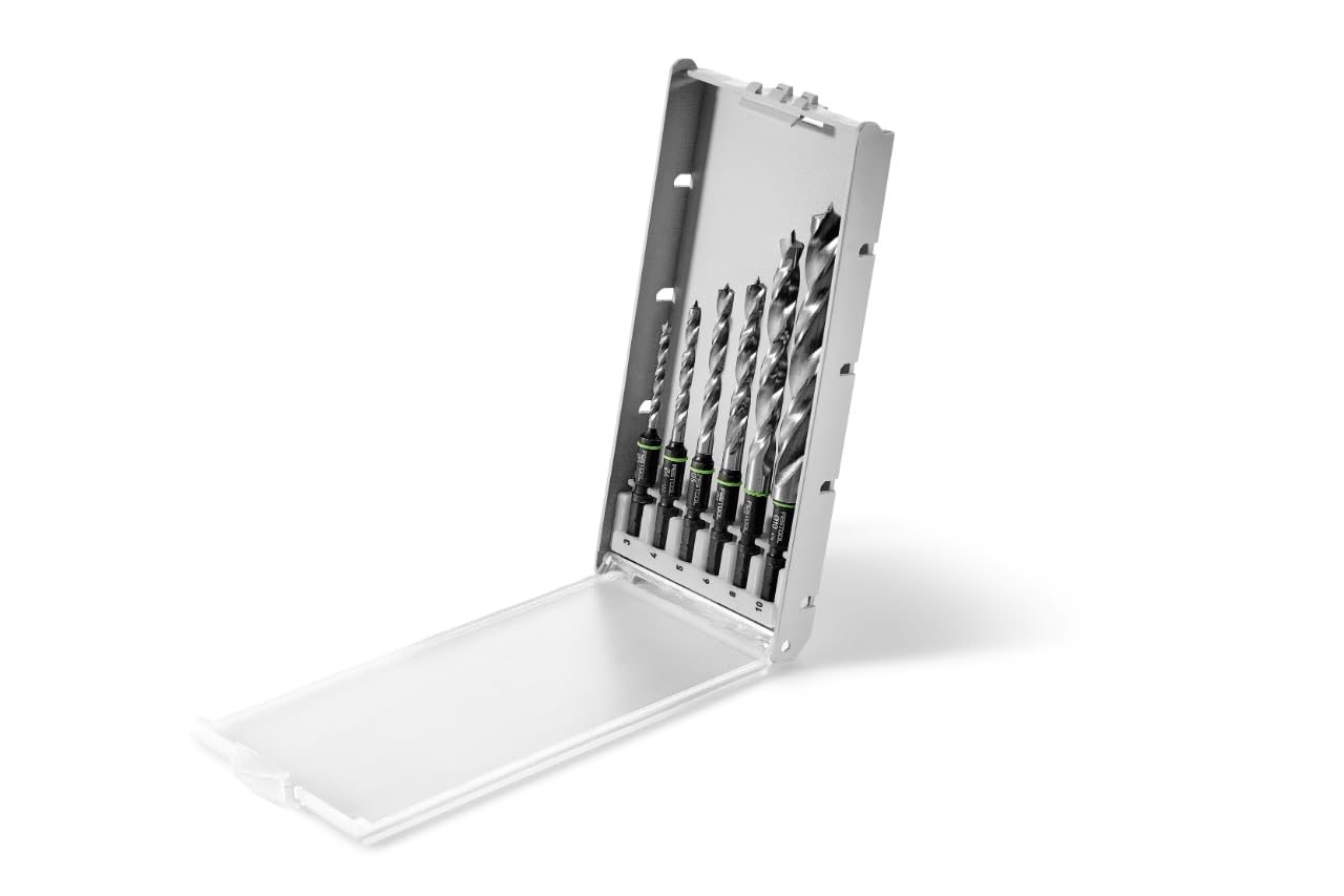 Festool Bohrerkassette BKS SYS3 D3-10 CE/W – Holzspiralbohrer-Set | 6 Holzspiralbohrer mit Zentrierspitze, Ø 3–10 mm, SYS3-kompatible Kassette