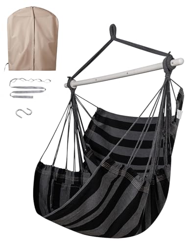 Image of ADVOKAIR Hammock Chair Swing, Heavy-Duty Hanging Rope Swing Seat Supports 500 Lbs, Ideal for Outdoor Patio, Backyard, Porch, Deck & Indoor Bedroom Use