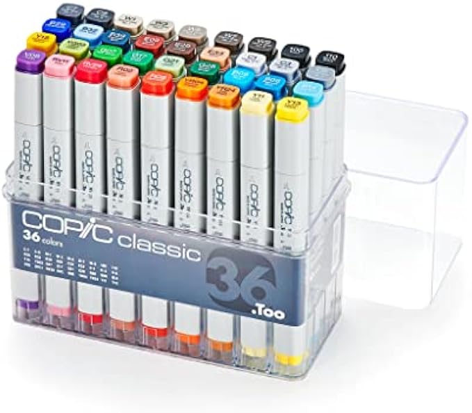 Copic Classic, Alcohol-Based Markers, 36pc Set, Basic (Discontinued Model: EAN 4511338002216)