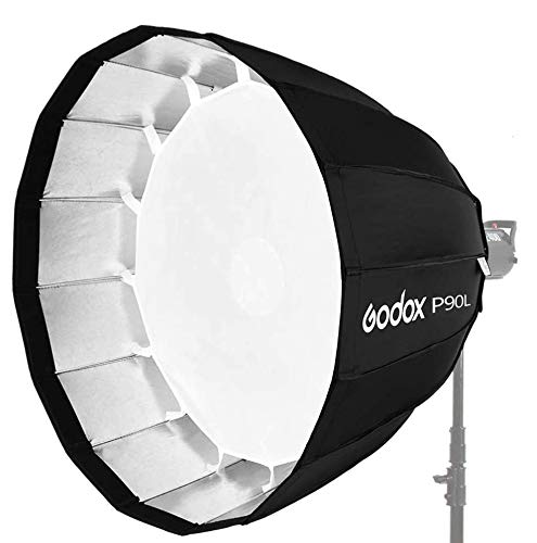 Godox 90cm/35.4" Deep Parabolic Softbox P90L with Bowens Mount for Aputure COB 120D 300D Godox AD600B AD600BM SK400II SK400 SK300II DP600II DP400II DE300 DE400 Flashpoint XPLOR 600