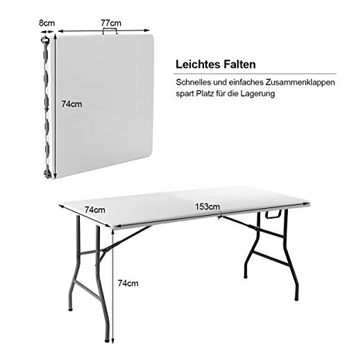 Koffertisch Costway klappbar 153×74 cm für Garten und Camping