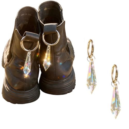 Lospfo 2pcs Crystal Suncatcher Boot Charms Accessories for Women Bling Shoe Charms Sparkle Sun Catcher Pendant Jewelry Decoration Attached to Boots Bags & Keyrings