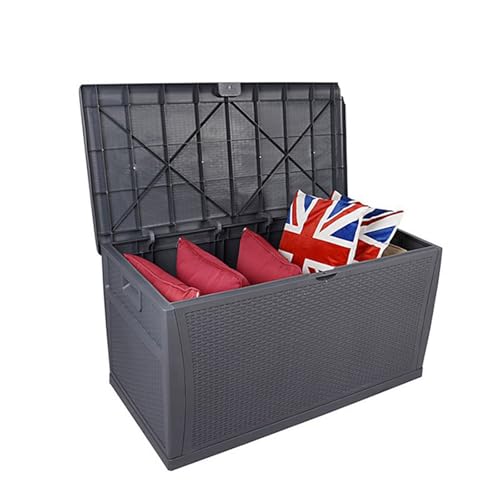 BJPQD 屋外収納ボックス 物置 屋外 小型 ベランダ 防水 工具箱大型 コンテナ 雨や日差しから保護 強力な耐荷重 適度なスペース 耐摩耗性と耐久性 油圧ロッド 簡単な開閉 クラムシェル 強化設計 大容量 水洗可能 便利なハンドル 鍵穴設計 PP環境に