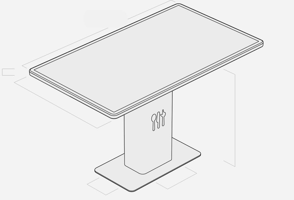Image of Interactive Restaurant Table, 4K Display, Diamond-Hard Safety Glass, Unlimited Multi-Touch Surface, Contactless Payment, Reinforced Steel Body, A Wafer-Thin Frame and Solid Glass Surface