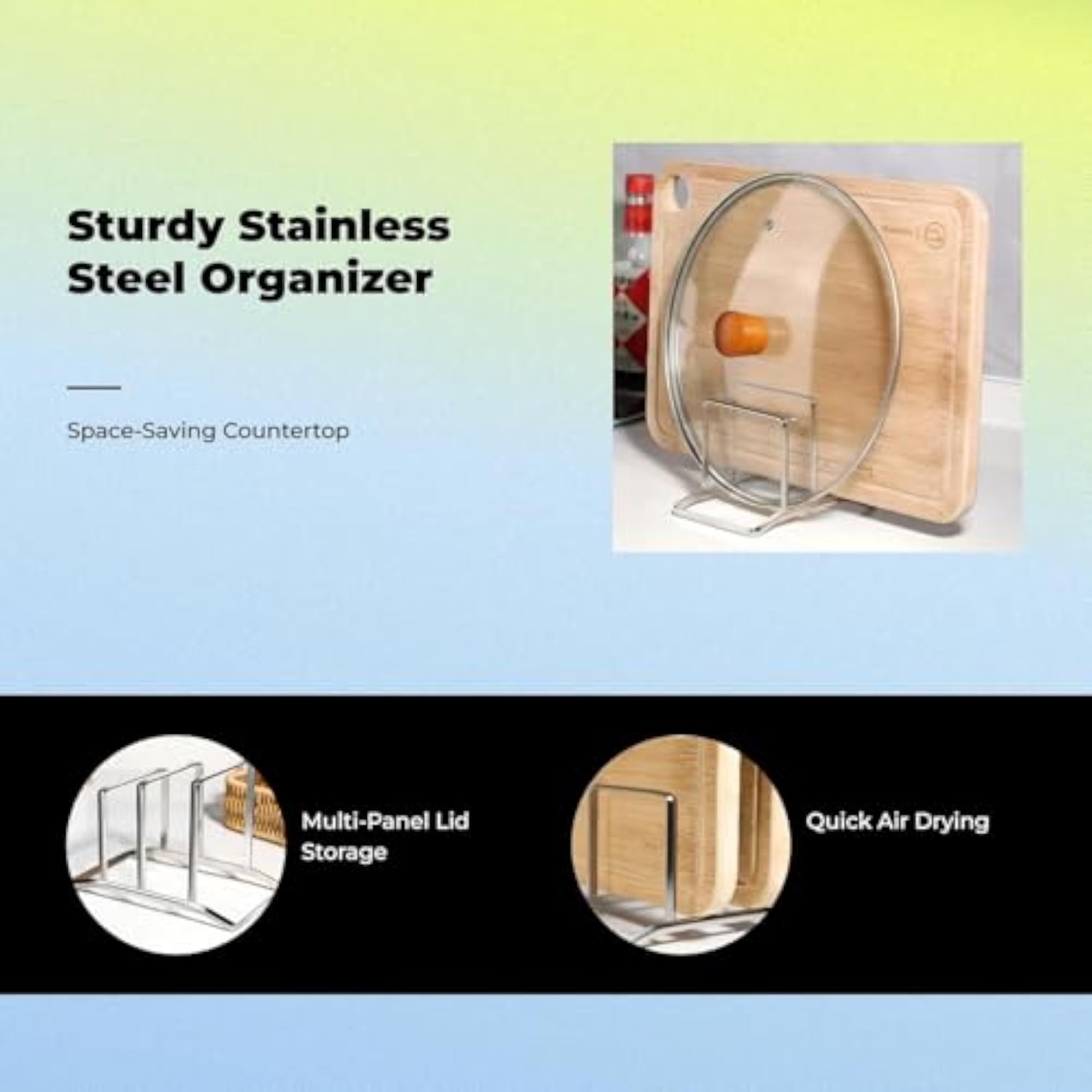 304 Stainless Steel Cutting Board Holder, Multifunctional Kitchen Organizer
