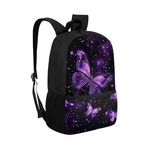 Purple Butterfly Print Backpack for Girls 5th Grade Girl Kids Backpack 15 Inch Fashion Rucksack Waterproof Travel Daypack, Back to School Gifts2