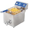 TOPKITCH 6.3Qt Electric Fryer with Oil Drain,30 Minutes Timer,Stretch forming oil tank,Lid and Solid Wire Mesh Basket,Light Duty Commercial Electric Countertop Deep Fryers-120V,1800W