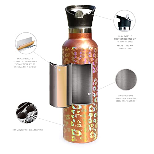 Swig Sip Insulated Water Bottle - 25Oz Double Wall Stainless Steel Tumblers With Straw Vacuum Insulated Thermos Workout Tumbler (Laser Rose Gold) #TOP4