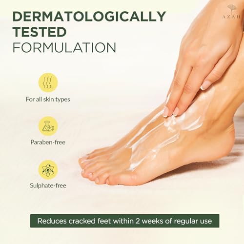 Image of AZAH Foot Massage Cream for Cracked, Rough & Dry Feet | Foot Massage Cream With Benefits of Neem, Aloe Vera & Haldi | FOR HEEL REPAIR | Relieves from Swollen Ankles & Heel | Moisturizes Feet | 50gm