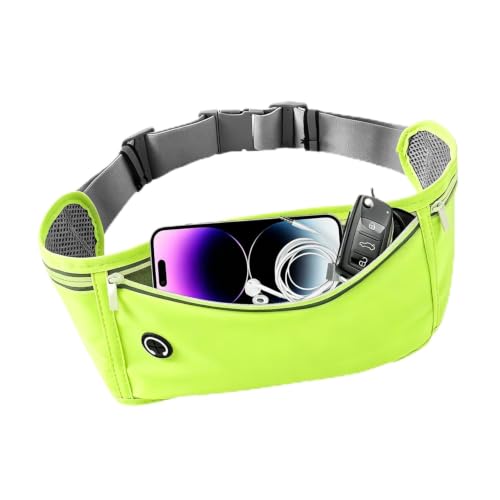 Image of Slim Running Belt for Women Men,Runners Fanny Pack Phone Holder,Money Belt,Running Gear Accessories,with 3 Pockets (Fluorescent green)